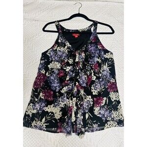 Elle M sleeveless floral tank top- lightweight, flowy chiffon-style fabric.